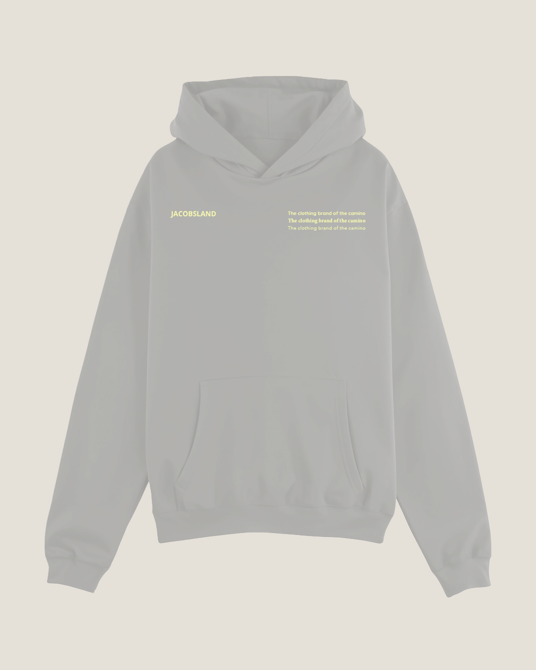 Sudadera de corte oversized con diseño exclusivo inspirado en el Camino de Santiago y la comunidad gallega, fusionando tradición y moda actua de color gris.