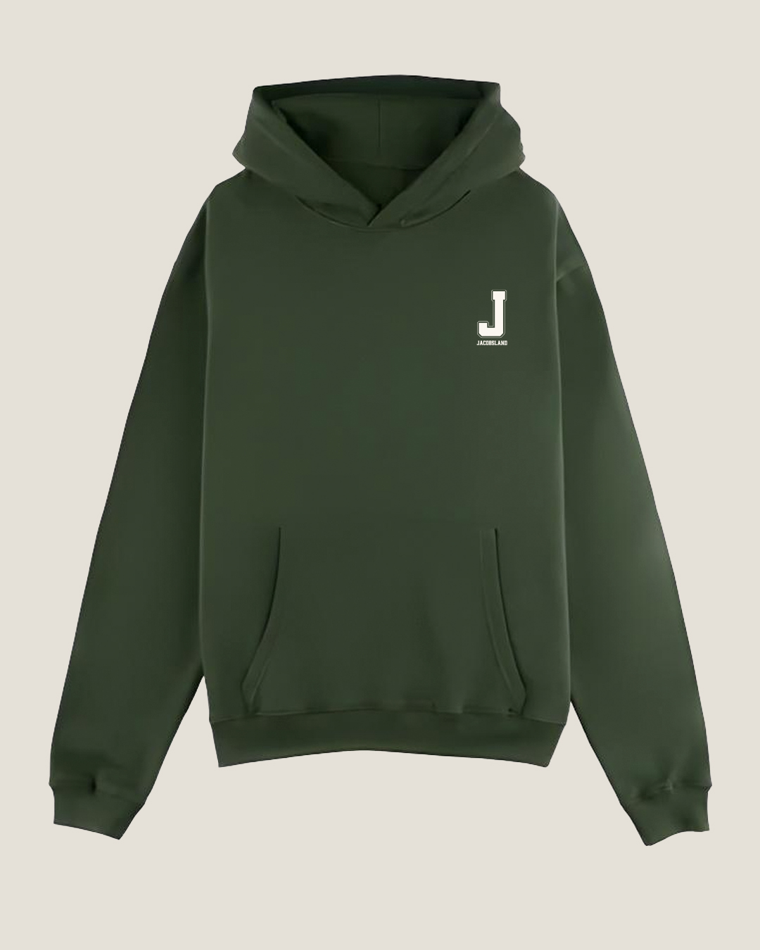 Sudadera verde oliva de corte oversidez cómoda de JACOBSLAND con estilo inspirado en el Camino de Santiago, perfecta para el día a día