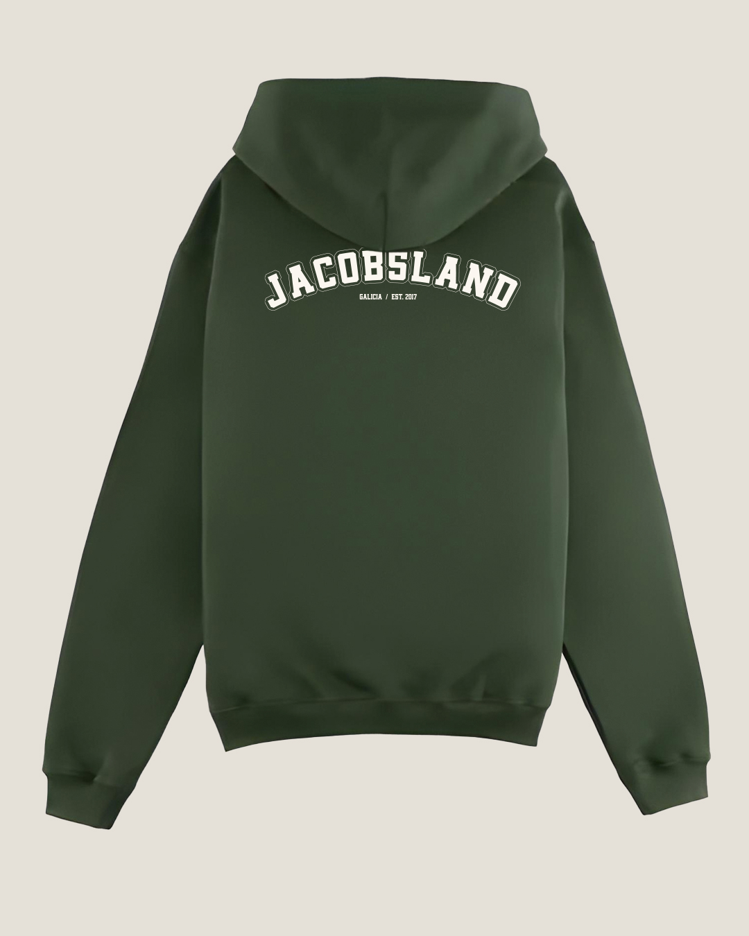 Sudadera verde oliva de corte oversizedcómoda de JACOBSLAND con estilo inspirado en el Camino de Santiago, perfecta para el día a día